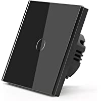 BSEED interruptor luz pared 1 Gang 1 Vía interruptor tactil pared Negro con indicador LED-Interruptor de Luz con panel…